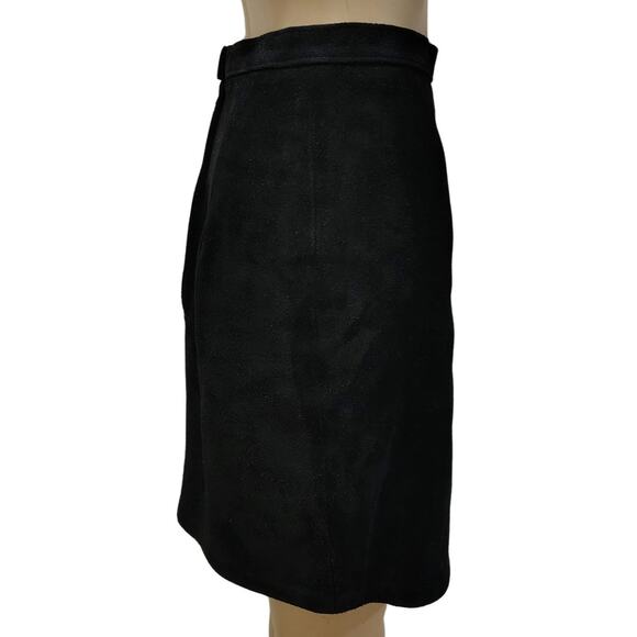 1990s Vintage Black Suede Pencil Short Skirt Outerwear by Phoenix Size 5/6 - Picture 3 of 8